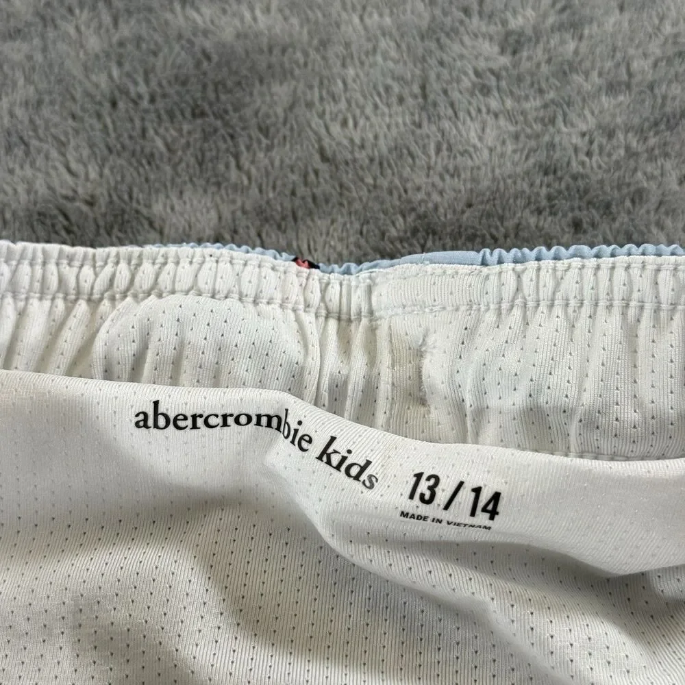 Abercrombie Boys Above the Knee Swim Trunks Blue Shark Compression Lined 13/14